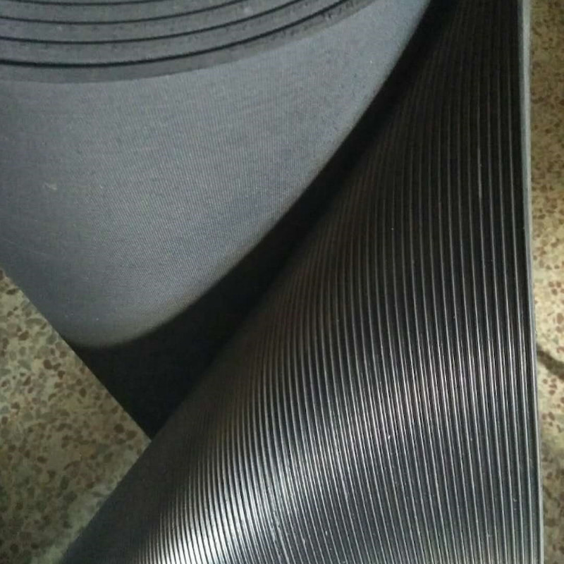 Grey Antislip Fine Ribbed Rubber Sheet