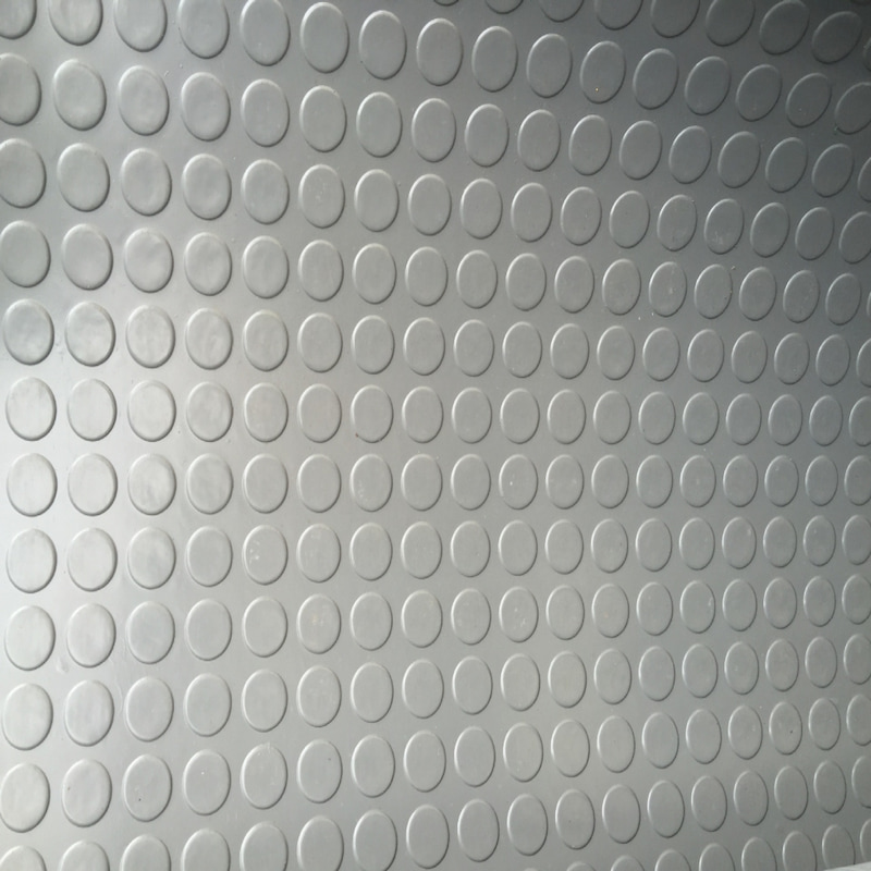 Grey Circular Stud Rubber Sheet Roll